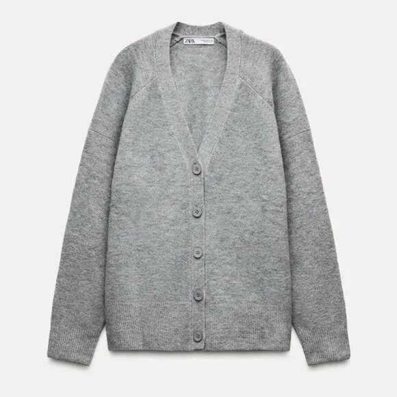 Zara Softknit Cardigan Grey Size M - Picture 1 of 8